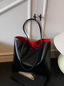 1 حقيبة كتف للنساء، حقيبة مركبة مع جيب داخلي، مناسبة للسيدات وسيدات الأعمال والموظفات، للعمل والانتقال واليوم الدراسي والإجازات، مصنوعة من نسيج بملمس، لون أحادي بسيط، سعة تخزين كبيرة، مصنوعة من مادة البولي يوريثان مناسبة للتسوق مع الأصدقاء والتنزه