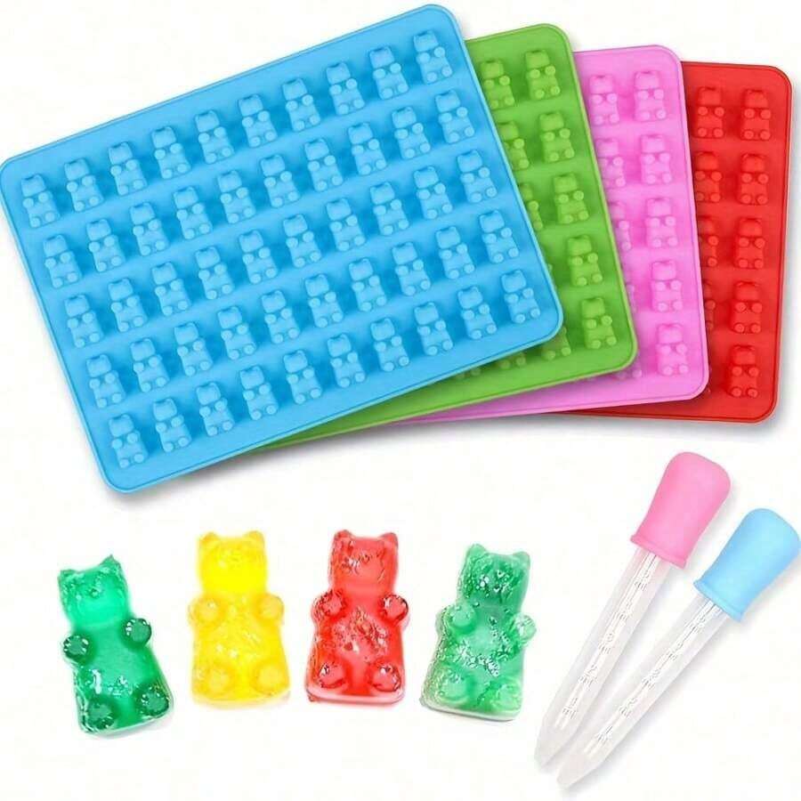 Silicone Gummy Bear Candy Mold, Non Stick Chocolate Gummy Candy Mold, Used For Gummy Chocolate Jelly Cookies With 7 Colors Of Teddy Bear Shaped Mini Silicone Molds