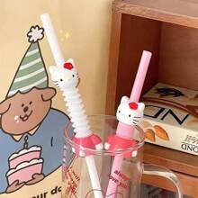 Sanrio 10 pezzi di cannucce con logo del cartone animato Hello Kitty, cannucce di ricambio da 40 once, 30 once e 20 once, cannucce in plastica riutilizzabili a tema Hello Kitty, forniture per feste a tema Ringraziamento, Natale, Ognissanti, forniture per il ritorno a scuola