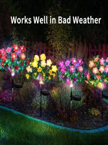 1 Peça Luz Solar de Flor de Rododendro - Decoração de Jardim Externa com LED, Luminária de Piso de Pátio Eficiente em Energia com Pétalas Refletivas Multicoloridas, Iluminação Solar para Caminho para Ambientação Noturna, Luzes de Jardim Noturno | Design de Luz Floral