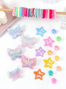 Set de 886 piezas de accesorios para el cabello coloridos para niñas que incluye pasadores con mariposas brillantes, pinzas laterales con estrellas lindas y pasadores de pelo variados, ideal para el verano