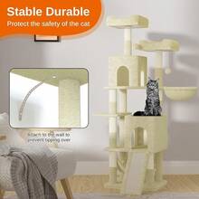 Cat Tree, Cat Climbing Frame, Cat Tower For In Door Cats, 158cm, With 7 Scratching Posts, With 2 Perches, 2 Cat Houses And 2 Hammocks, Pink - Amarillo - Ver 7