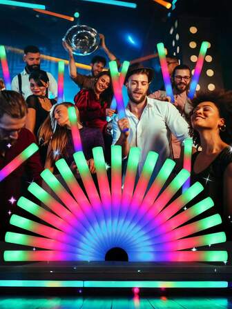 20 piezas de varitas de luz LED con pilas, perfectas para fiestas, bodas, cumpleaños, Navidad y Halloween, crean una atmósfera de fiesta vibrante, esenciales para celebraciones, accesorios de iluminación funcionales (aplanados pero resistentes)