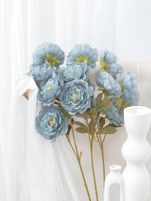 7pcs Silk Artificial 5-Head Peony Flower Bouquet, Home Decor, Wedding Centerpiece, Mother's Day, Lifelike Flowers
