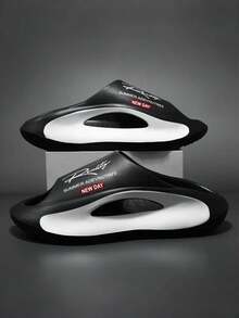 男士休闲街头风EVA拖鞋 - 舒适防滑，时尚印花情侣凉鞋，适合春夏穿着