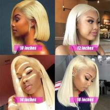 200% Density Brazilian Virgin 613 Blonde Short Bob Wigs Human Hair 13x4 HD Lace Front Wigs 613 Lace Front Human Hair Straight Bob Wig Pre Plucked With Baby Hair