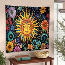 1 pezzo Arazzo da parete floreale colorato in poliestere, decorazione per la casa in stile bohémien, quadro decorativo per camera da letto o soggiorno, dipinto colorato, regalo decorativo ispirato alla natura, appeso alla parete