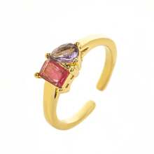 CIREY 1 pieza Anillo con piedra natal de diciembre chapado en oro de 18K, estilo de lujo casual, adecuado como regalo - Oro de 18 quilates con doble diamante - Ver 12