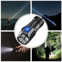 Mini Lanterna Brilhante com 3 lâmpadas LED de alta luminosidade, recarregável via USB, design com clipe, leve e portátil, adequada para uso doméstico, caminhadas noturnas, camping ao ar livre, acessórios de camping