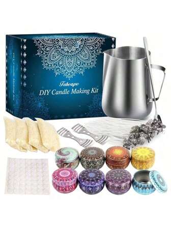 Premium Soy Candle Making Kit-Full Set-Soy Wax, 2.5oz Jars & Tins, Perfect As Home Decorations - DIY Starter Scented Candles Making Kit, Gift For Father's Day, Family, Teacher's Day, Back To School