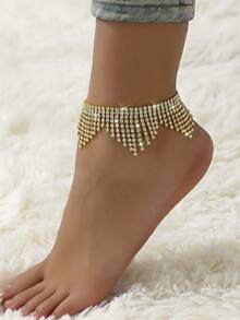 1pc Fashionable Versatile Tassel Rhinestone Anklet Suitable For Women's Daily, Beach, Wedding, Party Wear - 806002 - View 6