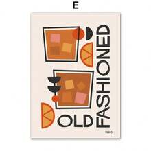 1 件礼物抽象复古鸡尾酒色块形状墙面艺术帆布画北欧海报和印刷品墙画适用于酒吧俱乐部装饰可选框架 - 多色 - 查看 36