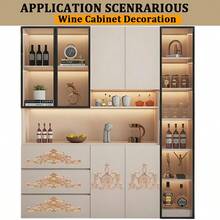 5pcs/Set Value Pack Wood Appliques Wooden Carved Onlays, Unpainted Decorative Wood Appliques DIY Wood Carving Decals For Door Cabinet Wall Wardrobe Dresser Mantel Furniture Decor - Nhiều màu - Xem 3