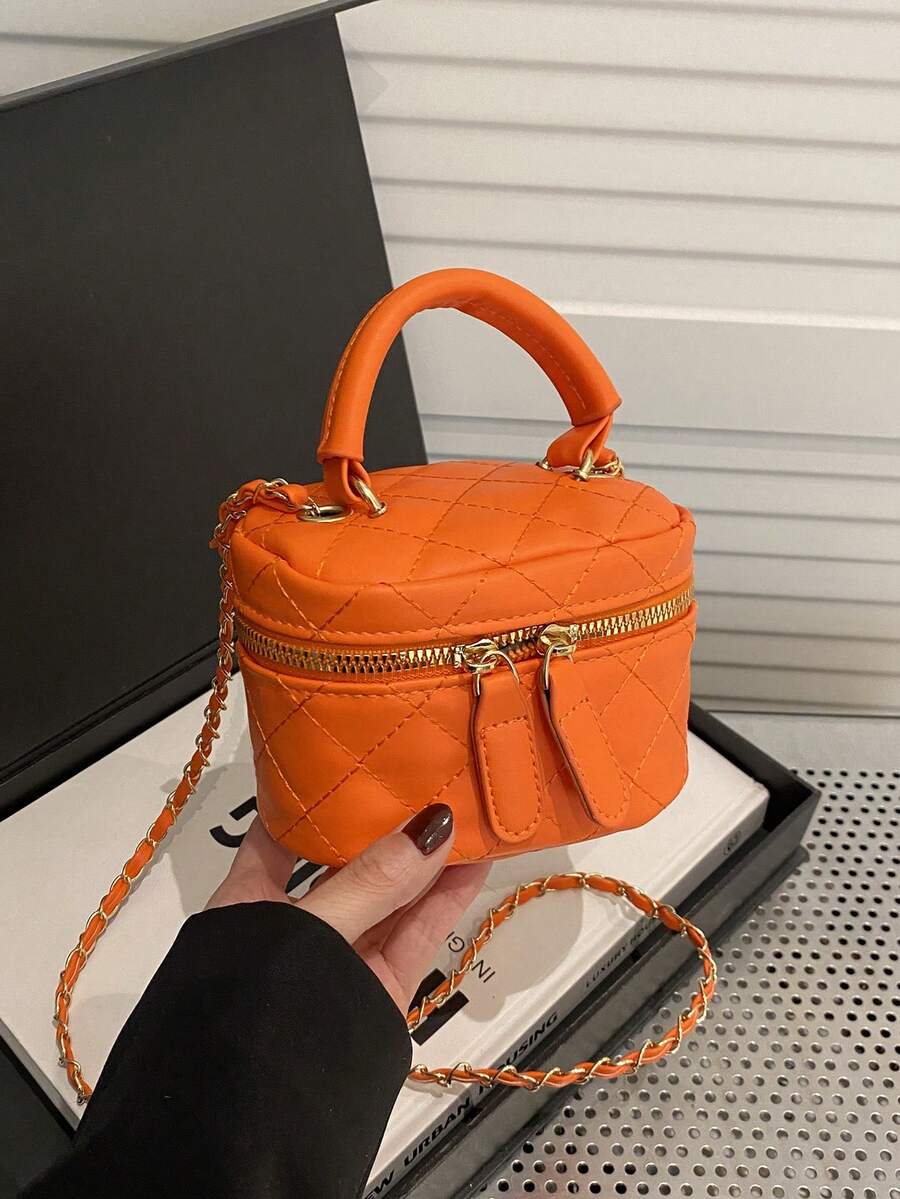Bolso de cadena mini ligero acolchado tipo cubo, adecuado para niñas, estudiantes universitarias y trabajadoras de oficina