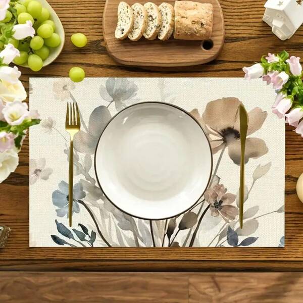 2 pièces Sets de table - lavage à la main uniquement, design à motif de feuilles florales, tapis de table décoratifs pour cuisine et salle à manger, décoration de fête intérieure/extérieure, réglage de table de fête | Accessoire de table élégant