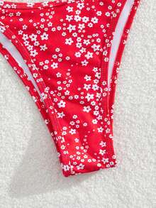 Women's Sexy Printed Halter Backless Tied Bikini Set, Summer Vacation Beach - Multicolor - View 5