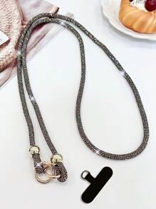 1pc Luxury Crystal Studded Lanyard, Long Crossbody Phone Strap, One Shoulder Or Backpack Decor Chain, Comes With Spacer