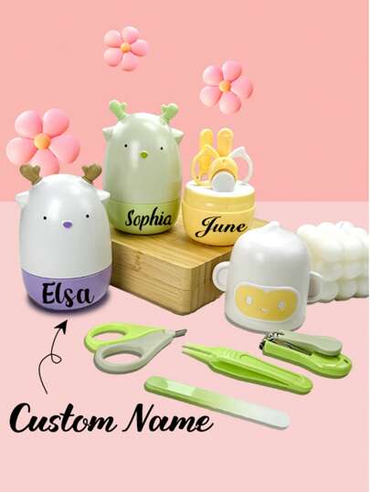1 Set Of Newborn Nail Set With Customizable Name, Baby Routine, Birth Gift, Newborn Gift, Newborn Manicure Set, Newborn Gift Box, Practical Newborn Gift, Set, Children's Manicure Set, Cute Shape, Holiday Gift.