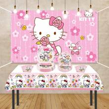 Sanrio 70pcs Sanrio Hello Kitty Party Supplies,Included Birthday Banner,Hanging Vortexs,Plates,Napkins,Tablecloth For Hello Kitty Birthday Party Decorations,For Hello Kitty Party Decorations,Hello Kitty Birthday Party Decorations,Hello Kitty Party Decorations