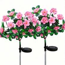 1 Peça Luz Solar de Flor de Rododendro - Decoração de Jardim Externa com LED, Luminária de Piso de Pátio Eficiente em Energia com Pétalas Refletivas Multicoloridas, Iluminação Solar para Caminho para Ambientação Noturna, Luzes de Jardim Noturno | Design de Luz Floral