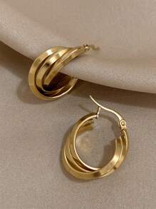 1Pair Multiple Colors Hoop Earrings Stainless Steel Earrings Golden Silver Rose Gold Earrings Simple And Elegant Hoop Earring For Women Teen Jewelry Gifts