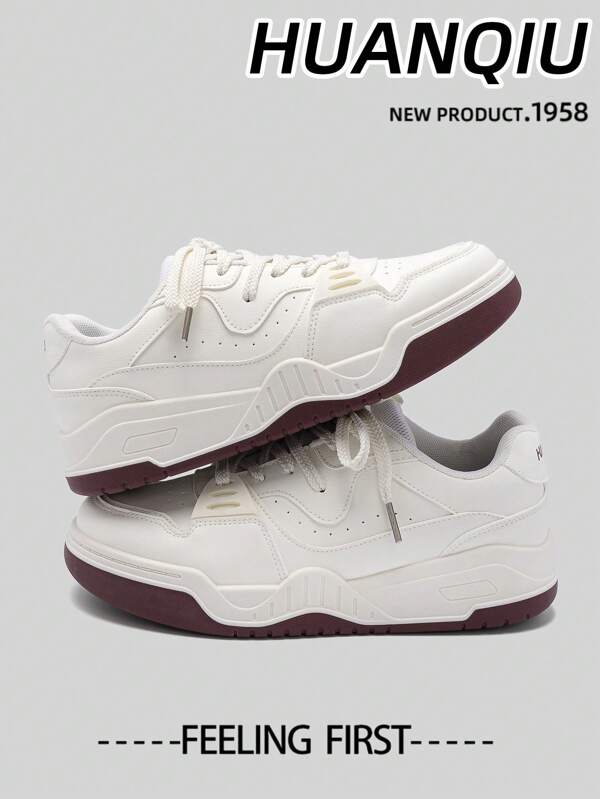 HUANQIU Men's Platform Casual Sneakers For Outdoor Walking And Jogging All Seasons - Lace Up, Ultra-Lightweight, Soft Insoles, And Anti-Slip Soles