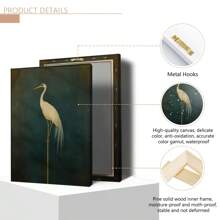 1 peça de impressão em tela de guindaste japonês vintage - decoração de parede elegante sem moldura com tons serenos de azul e verde. É uma decoração simples para o quarto, sala de estar, escritório ou café. Decoração de quarto esteticamente moderna.