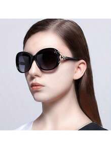 1 pièce Lunettes de mode rondes pour femmes, verres dégradés, décoration renard en métal. décontractées pour l'extérieur, la plage, les vacances, l'extérieur, les voyages