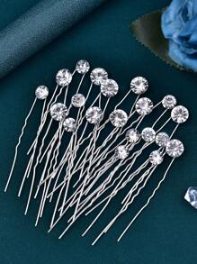 20 Stücke/Set DIY U-förmige Kristall Haarspangen Braut Haarzubehör, für Hochzeit, Party & Alltag