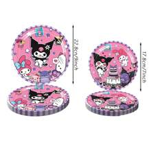 Sanrio 88pcs Sanrio Kuromi Party Supplies,Included Birthday Banner,Hanging Vortex, Plates,Napkins,Tablecloth,Paper Cup,For Kuromi Decorations,Kuromi Birthday Party Decorations,Kuromi Party Decorations