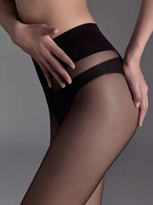 4 Pairs Women 30D Sheer Thigh High Stockings, Fashionable Simple Black Tight Pantyhose