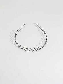 3pcs Men's Wave Style Headbands, Daily & Sports Hair Accessories, Invisible Bangs & Flyaway Hair Clips - Black - View 3