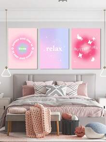 3pcs Slogan Graphic Unframed Painting - Multicolor - View 9