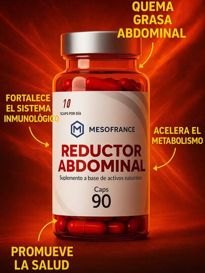 Reductor abdominal Mesofrance suplemento belleza para reducción de grasa abdominal definición corporal 90 cápsulas complemento para rutina fit cuidado corporal y tonificación musculatura metabolismo y salud integral