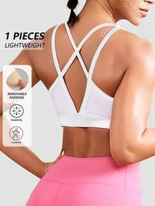DINBEY “女士运动文胸 - 高支撑、高强度、系带式模杯运动文胸”