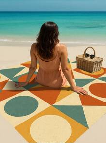 1set Anti-Sand Beach Mat Set Including Beach Mat, Hooks, Carrying Bag, Beach Stakes, Suitable For Beach, Camping And Picnic
