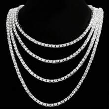 Hip Hop Jewelry Cubic Zirconia Iced Out Tennis Chain Iced Out 18k Gold Plated Bling Necklace For Women Men
