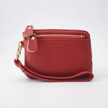 Mini Leather Coin Purse With Keychain Fashion Multi-Zipper Wristlet Wallet Portable Card Holder For Women Wallet Mini Wallet Purse Wallet Coin Wallet Travel Wallet
