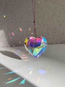 1 pieza de atrapanueves en forma de corazón con cristales, colgante de luz solar colorido, decoración para ventana de dormitorio, decoración de hogar arcoíris
