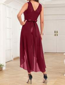 Womens Sexy Chiffon Sleevless Dress Ladies Evening Ball Gown Prom Cocktail Party Bridesmaid Midi Dress Graduation Dress