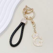 1pc Premium Braided Leather Keychain With Shiny Gold 26 Letter Charms Pendant - , Fashionable And Multifunctional Women Keychain - Various Colors, Perfect Accessory For Car Owners, Stylish Gift Idea - Multicolor - View 18