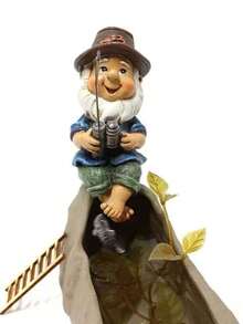 1pc Creative Fishing Dwarf Statue Miniature Dwarf Statue, Resin Dwarf Sculpture Outdoor Garden Dwarf Lawn Dwarf Statue, Gnome Outdoor Landscape Decoration, For Garden Lawn Pond Pool Decoration - Multicolor - View 7