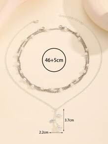 2 piezas Collar colgante con rosa de perla, accesorio de joyería elegante y de moda para mujeres, regalo para el Día de San Valentín, Día de la Madre, adecuado para uso diario, fiestas y festivales