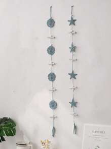 1pc Shell Wall Hanging Decor, Ocean Boho Farmhouse Coastal Theme Home Decor | Shells, Starfishes And Anchors Beach Nautical Decoration For Bathroom, Bedroom Or Living Room