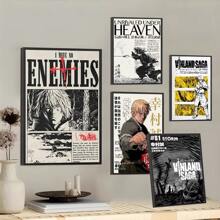 1pc/3PCS Wall Arts Posters Optional Frame Cool V-Vinland S-Saga Anime M-Manga Poster Canvas Art Printing Waterproof Home Living Room Bedroom Bar Aesthetic Decoration ,Wall Art With Frame
