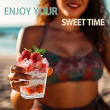 100/50/30/20/10pcs Square Mousse Cups With Lids, Dessert Cups, Pudding Cups, Suitable For Desserts, Juices, Smoothies, Mini Cups - Clear - View 8