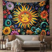 1 pezzo Arazzo da parete floreale colorato in poliestere, decorazione per la casa in stile bohémien, quadro decorativo per camera da letto o soggiorno, dipinto colorato, regalo decorativo ispirato alla natura, appeso alla parete