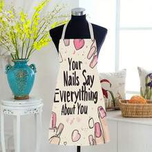 1pc Style - Speak Nail Art Apron 3D Pattern Linen Apron For Home Cooking, Kitchen Wear, And Cooking Enthusiasts - Multicolor - View 10