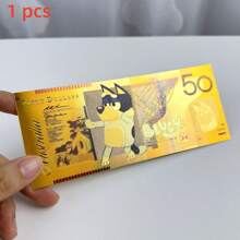 Bluey Biglietto da collezione in polimero dorato di Bluey, Bingo e Bandit - Valuta commemorativa premium di personaggi dei cartoni animati per esposizione, memorabilia di animazione per collezionisti adulti e fan dello show televisivo