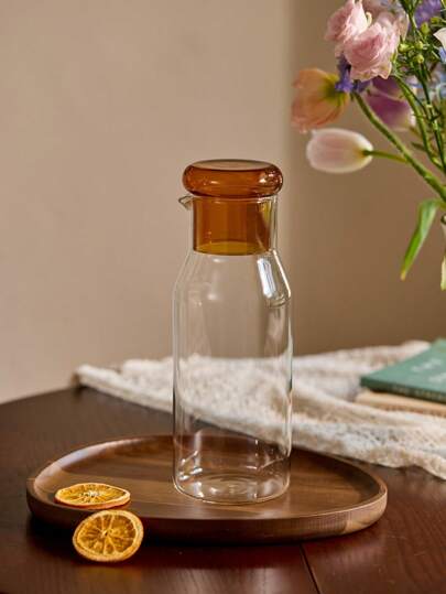 Cirelle Frasco de vidro borossilicato transparente de luxo, resistente ao calor, 850ML, para leite, gelo, café, água e suco, dispensador, geladeira, jarro, bule, fermentação fria, infusor para beber, jarro com tampa